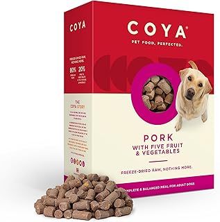 COYA Freeze-Dried Raw Dog Food, Pork (3 x 750g) Hypoallergenic & Grain Free, Made With 80% Meat & 20% Fruit & Vegetables | Complete Raw Dog Food In A Easy Freeze-Dried Solution, Raw Without The Chore