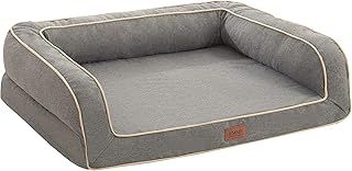 EMME Extra Large Dog Beds Waterproof, 111.8x86.4x25cm, Washable Orthopedic Dog Bed Egg-Shaped Foam, Deluxe Pet Couch Bed Removable Resistant Linen Cover, XL Dog Sofa Human Bed, Grey