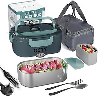 OCTY Electric Lunch Box Heater - Portable Food Warmer for Truck, Car, Office, Camping & Travel - 3-in-1 Adult Lunch Box - Green
