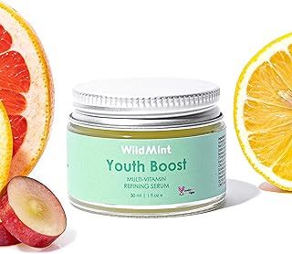 WildMint Youth Boost Natural Face Serum | Hydrating Anti-Aging Serum for Sensitive, Dry, Mature & Menopause Skin | Hyaluronic Acid & Vitamin C | UK Made Vegan & Cruelty-Free Skincare | 30ml