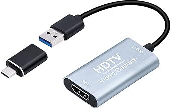 Mcbazel Video Capture Card, 4K HDMI to USB Capture Card with USB C Adapter, HD 1080p HDMI Video Capture Device for LiveBroadcasting/Editing Video/Games/Streaming/Online Teaching
