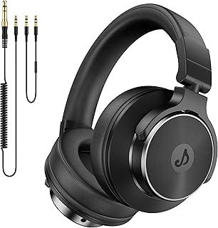 Wired Over Ear Headphones DJ & Monitoring Headphones with 50mm Neodymium Drivers and 1/4 to 3.5mm Jack Headphone for DJ Studio Podcast AMP Recording Monitoring Guitar Electric Drum (Black)