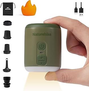 Naturehike Wind-Mini 1600 mAh USB-C Rechargeable Battery Mini Camping Electric Air Pump With Light and 6 Air Nozzles