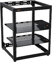 ECHOGEAR 15U Open Frame Rack for Servers & AV Gear - Wall Mountable Design Includes 2X Vented Shelves, 25x Rack Mounting Screws, 4X Leveling Feet, 4X Shelf Stops, & 2X Securement Straps