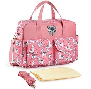 Insular® Multifunctional Waterproof Mummy Shoulder Bag Diaper Bag Chic Nappy Changing Bag Tote/Messenger Style Large Light Weight with Changing Mat, Adjustable Straps (Lamar Pink)