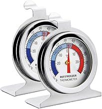 Fridge Thermometer Refrigerator Thermometer,INRIGOROUS Pack of 2 Stainless Steel Dial Fridge/Freezer Thermometer with Hanging Hook and Retractable Stand (Dial Style)