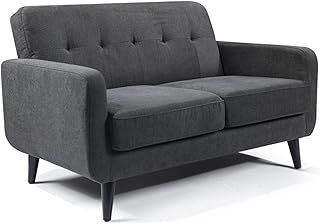 Elegant 2 Seater Sofa - Lavish Chenille Fabric Chair, Ideal Sofa for Living Room or Sofa for Bedroom, Stylish Living Room Chair, Chair for Bedroom (Charcoal)