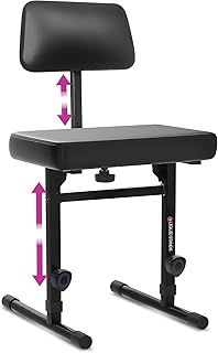 Liquid Stands Piano Bench Adjustable Stool – Music Keyboard Bench with Backrest Seat for Piano Keyboard Stand with Black Padded Cushion for Musicians Piano Stool Chair