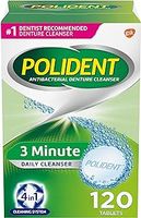 Polident 3 Minute Triple Mint Antibacterial Denture Cleanser Effervescent Tablets, 120 count