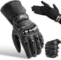 Evo New Leather Motorbike Motorcycle Bike Heavy Duty Waterproof Winter Thermal Carbon Shell Gloves "Winter Thermal Inner Gloves Included FREE" (X-Large)
