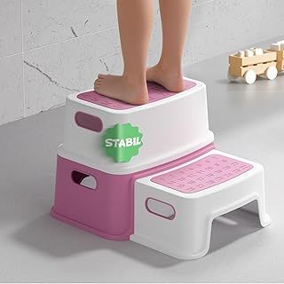 DEANIC Tritthocker Kinder, Kinderhocker Hocker Bad 2 Stufen, Klohocker WC Toilette ab 1 Jahr, Anti-Kipp und Anti-Rutsch Badhocke Badezimmer Baby Toiletten (Rosa)