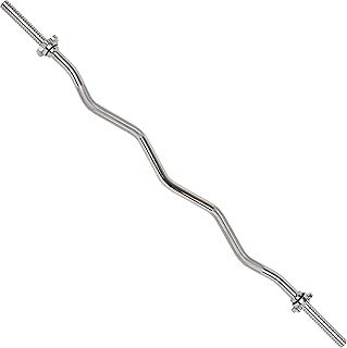 Sunny Health & Fitness 47 in Threaded Chrome Curl Bar with Ring Collars - STCB-47