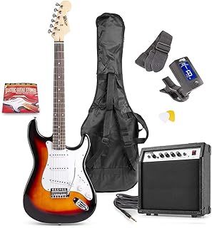 MAX Gigkit Electric Guitar & Amp Package - Complete Beginner Electric Guitars Kit with 6 Months Lessons, 40W Amplifier, Accessories & Carry Bag - Sunburst Design