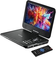 Roxel 12.5" Portable DVD Player with 10.1” Swivel Screen, 5-Hour Playback with Rechargable Battery, HDMI IN/Out, and Multi-Format Region-Free Playback (RDP-V10)