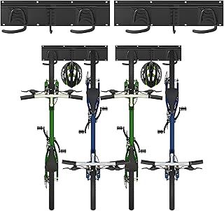 Sinoer Bike Storage Rack, Bike Hangers, 4 Bicycles + 2 Helmets, Bike wall mount, bike racks, Bike Hooks,Vertical Bike Hanger Holds up to 66lbs