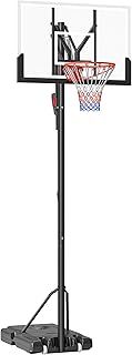 Portable Basketball Hoop and Stand, 6-Level Height with Quick Lift, Shatterproof Backboard and Wheels, Free Standing Basketball Hoop System for Junior Adults, 2.35-3.05M