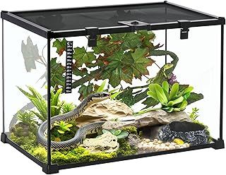 PawHut Vivarium, Terrarium, Glass Reptile Habitat w/Thermometer, Decoration, Heat for Lizards, Horned Frogs, Snakes, Spiders, 50 x 30 x 35cm