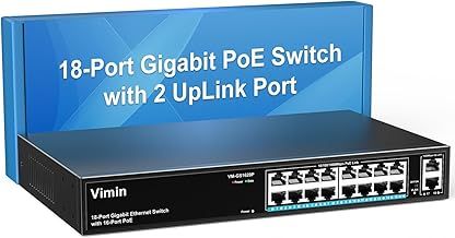 VIMIN 4 Port Gigabit PoE Switch with 1 Uplink Gigabit Ports, 5 Port Unmanaged Ethernet PoE Switch with 72W Power, Support IEEE802.3af/at, VLAN, Metal Housing, Desktop or Wall-Mount, Plug & Play