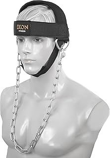 EKON Neck Training Exerciser Head Harness Traps Muscle Builder Weight Lifting Neck Harness Powerlifting Workout For Boxing MMA Strong Neck Muscle Builder Steel Chain (With Chin Strap)