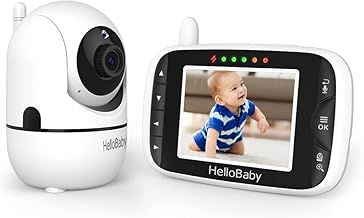 HelloBaby Baby Monitor,Upgrade Baby Monitor with Camera and Night Vision,No Wifi,355°/120° Remote Pan Tilt Camera 2x Zoom, ECO Mode,2-way talk,Up to 1000ft,Temperature