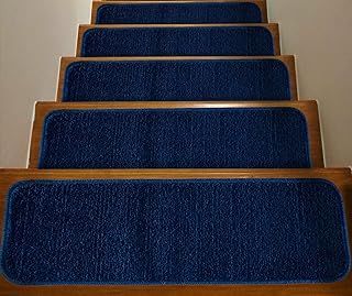 Soft Plain Carpet Stair Treads NON-SLIP MACHINE WASHABLE Mats/Rugs, 22x67cm, 11mm Thickness (navy, 13)