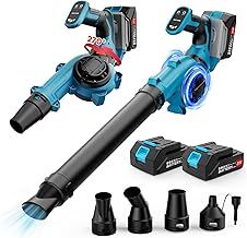 Leaf Blower Cordless with 2X3000mAh Battery and Charger, Electric Garden Blowers with Turbo Boost, 210 km/h & 3 Speed Levels Battery Blower with 4 Blow Tubes for Garden, Lawn Care, Snow Removal