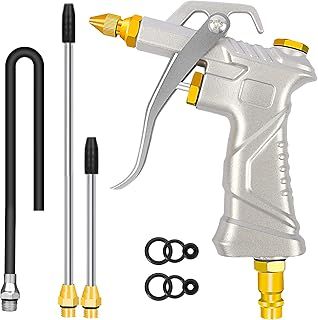 NANHONG Air Blow Gun - Air Compressor Accessories Nozzle Duster Air Tools Cleaner, with 1 Blow Nozzle & 3 Air Flow Extension, Air Tools for Compressor Professional Duster Cleaning Tool (Silver)