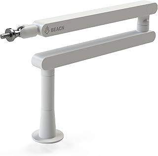 BEACN Mic Stand - Studio-Quality Low Profile Adjustable Microphone Arm with 360° Rotation, Cable Management, Easy Clamp, Universal Fit For Streaming, Podcasting, Gaming (White)
