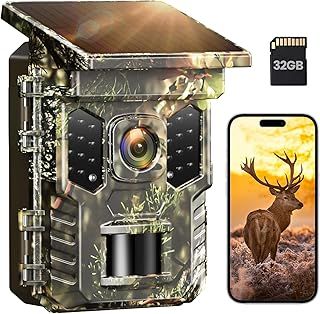 XTU Wildlife Camera WiFi Bluetooth - 4K 64MP Solar Trail Camera With Night Vision Activated Waterproof IP66, 0.2s Trigger Speed, Built-in Lithium Battery Rechargeable for Garden Monitoring