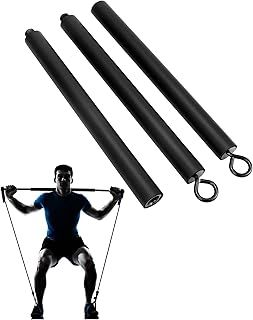QWORK® Resistance Band Bar Pilates Bar Home Gym Fitness Workout Bar for Strength Training Cardio Exercise - 108CM - Max Load 800lb (Portable Detachable Stick x3)