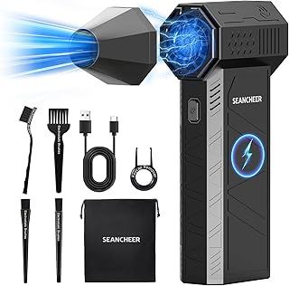SEANCHEER Compressed Air Duster, Real 130000RPM, Electric Air Duster 3 Gear Adjustable, Mini Jet Blower Rechargeable, Compressed Air Cleaner for PC, Keyboard, Car & Home.