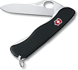 Victorinox Sentinel Clip Swiss Army Knife, Large, Multi Tool, 5 Functions, Large Locking Blade, One Hand, Black