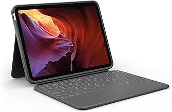 Logitech Rugged Folio Keyboard Case for iPad (10th gen & A16) with Smart Connector and Durable Spill-Proof Keyboard, QWERTY UK English Layout - Grey
