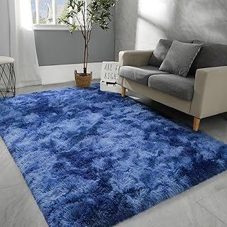 Hutha 4x6 Large Area Rugs for Living Room, Super Soft Fluffy Modern Bedroom Rug, Tie-Dyed Beige Indoor Shag Fuzzy Carpets for Girls Kids Nursery Room Home Decor