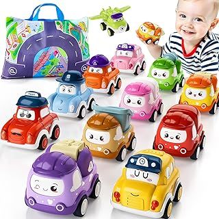 Toys for 1 Year Old Boys Gifts,12 Pcs Baby Boy Car Toys Pull Back Cars, Easter Gift for Childrens Toddler Toys Age 1-3 Years,Birthday Gift for Girls