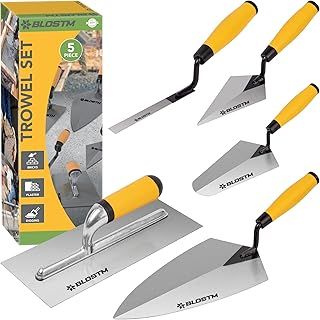 Trowel Set 5 Piece - Brick Jointer, Pointing Tool, Gauging Trowel, Plastering Trowel - Made of Durable Carbon Steel - Builders Bricklaying Tools with Soft Grip Handles (5 PCS)
