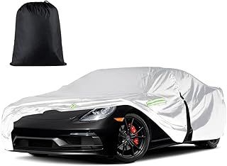 Car Cover Waterproof, 490x185x150cm Car Cover Outdoor with a Storage Bag & Code Lock, All-weather Protection Car Winter Cover with Side Zipper, Full Car Cover for Most Cars, Black