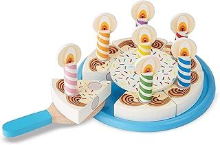 Melissa & Doug Wooden Birthday Cake | Pretend Play | Wooden Play Food Toy for Kids | 3+ | Gift for Boy or Girl