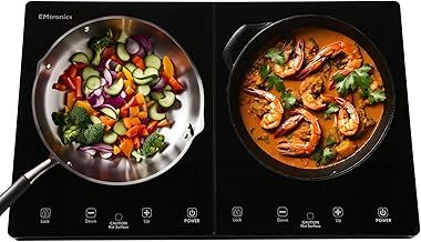 2800W Double Induction Portable Cooker Hob with 9-Level Dual Temperature Control, Black Glass Top with Touch Sensor - Black