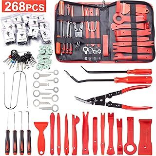 268Pcs Trim Removal Tool Kit, Car Pry Tool Kit Door Panel/Radio/Stereo/Terminal Removal Tool Set, Auto Clip Pliers Fastener Remover Panel Removal Tool Kit, Pry Tool Set with Storage Bag