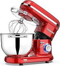 Stand Mixer, Vospeed Food Mixer Dough Blender, 6.2L1500W Electric Cake Mixer with Bowl, Beater, Hook, Whisk, Egg Separator & Silicone Spatula, Dishwasher Safe (Red)