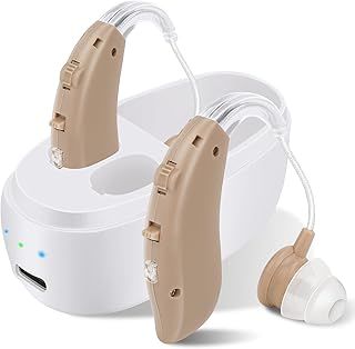 Vhipu Hearing Amplifier, Rechargeable Digital Personal Sound Device Chip BTE (Behind The Ear) Sound Enhancer for Seniors Adults Hearing Loss with Noise Cancelling and Charging Case