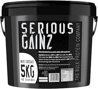 The Bulk Protein Company, SERIOUS GAINZ - Whey Protein Powder - Weight Gain, Mass Gainer - 30g Protein Powders (White Chocolate, 5kg)