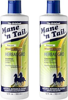 Mane 'n Tail Herbal Gro Shampoo and Conditioner Twin Pack, Nourishes and Strengthens, Olive Oil and Keratin, 355 ml (Pack of 1)