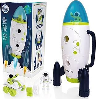 Space Rocket Set - Space Toys For Children Age 3, 4, 5 Year Olds - 42cm Spaceship Rocket With Lights & Sounds, 2 Astronauts, Rover Car & Batteries Included - Outer Space Toys For Kids