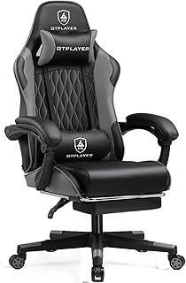 GTPLAYER Gaming Chair, Ergonomic Computer Chair with Footrest, Headrest and Lumbar Support Height Adjustable Gaming Chair 360° Swivel Office