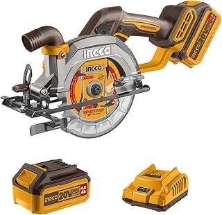 INGCO 20V 140mm Cordless Circular Saw with Brushless Motor 6300RPM Max. Cutting Depth 50mm (90°) Electric Circular Saw 20mm Arbor with 1Pcs 4.0Ah Battery and Charger CSLI14021