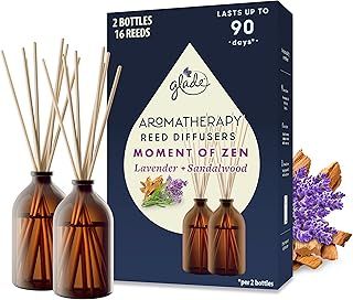 Glade Aromatherapy Reed Diffuser Gift Set, Home Decor Essential Oils Diffuser Calming Fragrance, Moment of Zen with Lavender & Sandalwood, Pack of 2 (2 x 80 ml)