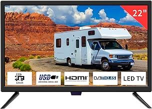 TV 22 inch IPS HD 1080P Screen,Small tv with Freeview Receiver,12 volt TV Built Digital T2 Tuner,USB,HDMI/RCA/VGA inputs,Suitable for Bedroom Caravan