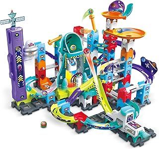 VTech Marble Rush Magnetic Magic, Construction Toys for Kids, 10 Marbles and 120 Building Pieces, Electronic Marble Run Track Set, Exciting Stunts & Tricks, 4 Years +, English Version